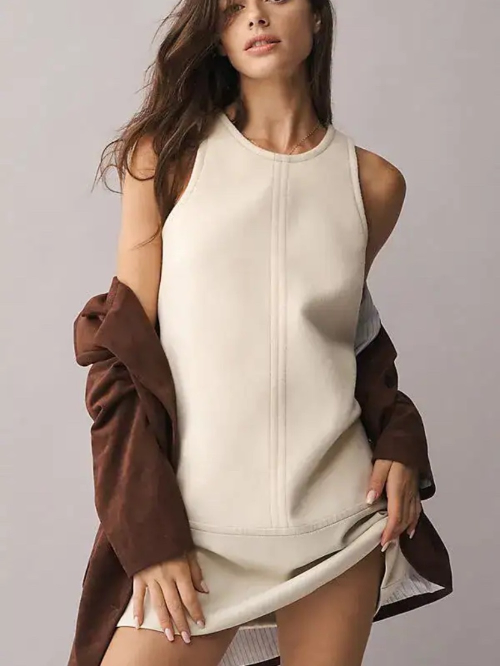 Anthropologie Faux-Leather Shift Mini Dress - Picture 1 of 6